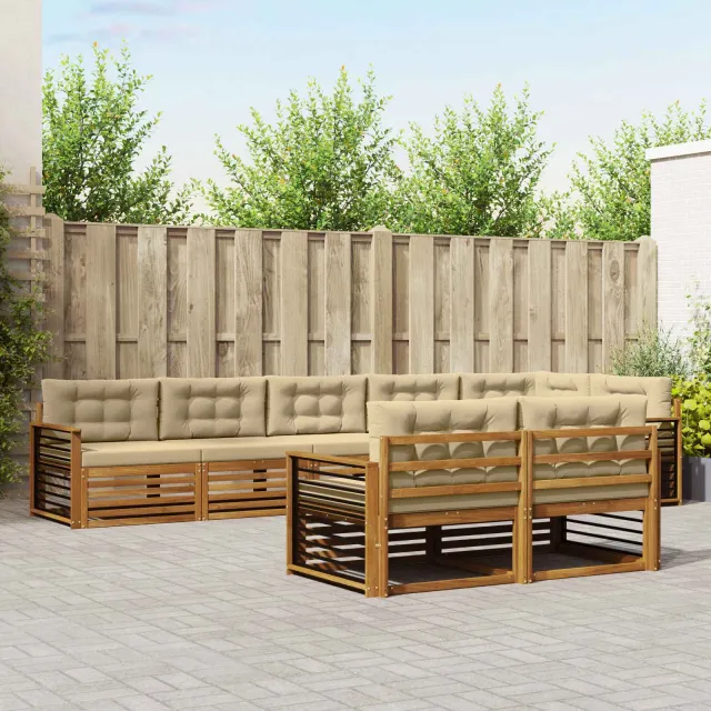 vidaXL Buiten bankenset 8 st 8-zits Natuurlijk en Beige