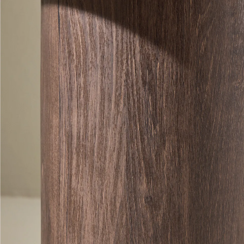 Nest living Jente ronde houten bijzettafel donkerbruin met travertine tafelblad- Ø 50 cm beige, foto 4