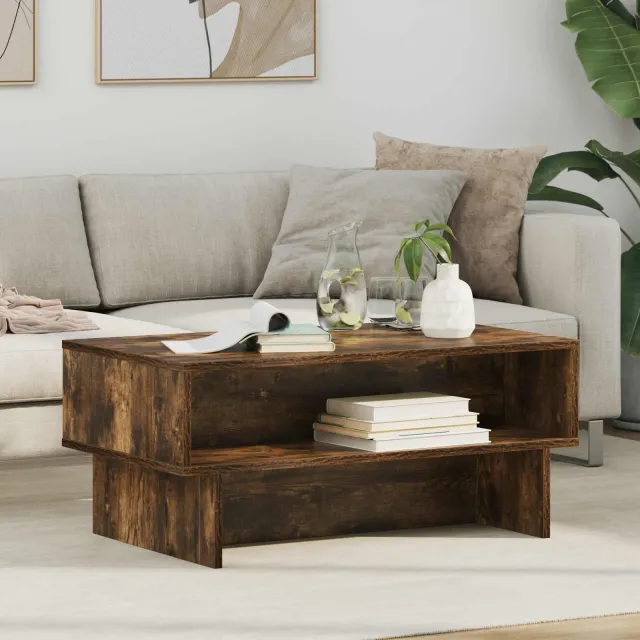 vidaXL Salontafel Artisan Eiken 80 x 46 x 35 cm Bewerkt hout Bruin