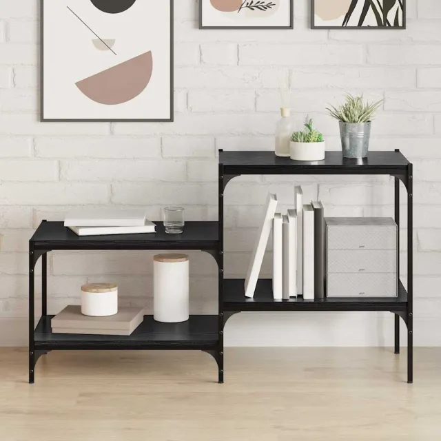 vidaXL Boekenplank Bord 3-laags 4 st 60 x 40 x 1,5 cm Bewerkt hout zwart, foto 2