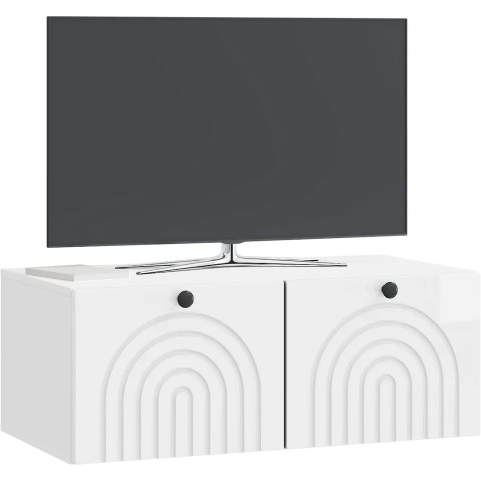 vidaXL Wandbeugel TV-kast Hoogglans Wit 78,5 x 41 x 30 cm Bewerkt hout
