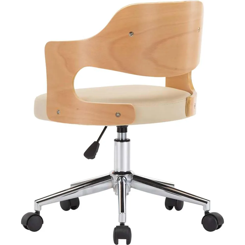 vidaXL Eetkamerstoelen draaibaar 2 st gebogen hout en kunstleer crème, foto 4
