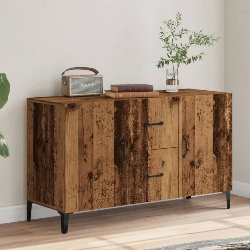 vidaXL Dressoir 100x36x60 cm bewerkt hout oud houtkleurig bruin, foto 4