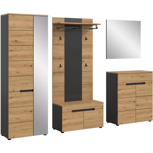xonox Kledingkastcombinatie Canu Xonox - Artisan Finish - 255x190x37 Cm - Eik