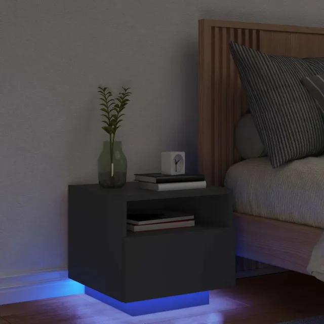 vidaXL Nachtkastje met LED-verlichting 40x39x37 cm zwart, foto 2