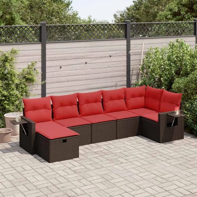 vidaXL 7-delige Loungeset met kussens poly rattan bruin, foto 2