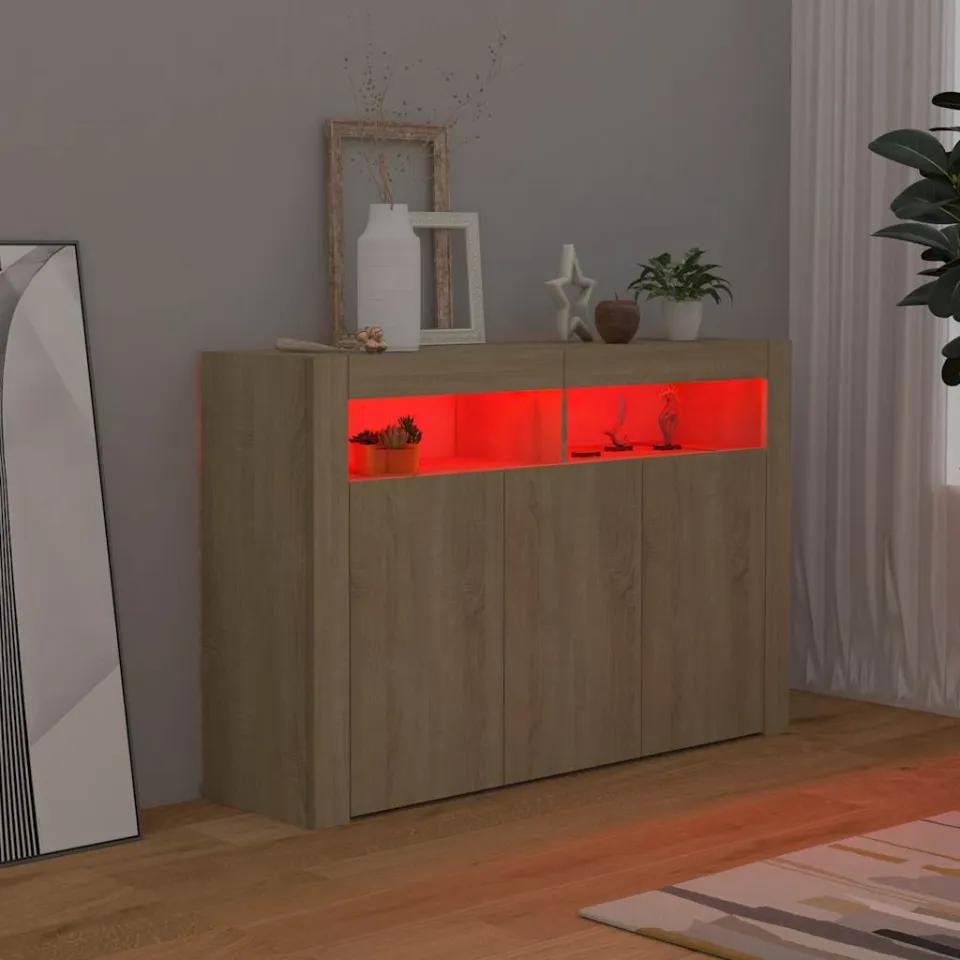 vidaXL Dressoir met LED-verlichting 115,5x30x75 cm sonoma eikenkleur, foto 4