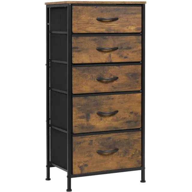 LUMÉ STORE Ladekast - Comnode - Ladenkastje - Dressoir - Kantelbeveiliging - Vintage Houtlook - 45x95x30cm - Slaapkamer - Bruin