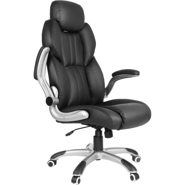 Segenn 's King Bureaustoel - Ergonomische bureaustoel - Met opklapbare armleuningen - Nylon stervoet - draagvermogen 150 kg, zwart