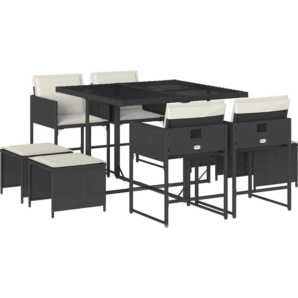 vidaXL 9-delige Tuinset poly rattan zwart, foto 3