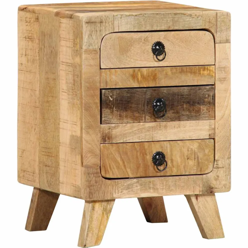 vidaXL Nachtkastje 37x32x50 cm massief ruw mangohout bruin, foto 4
