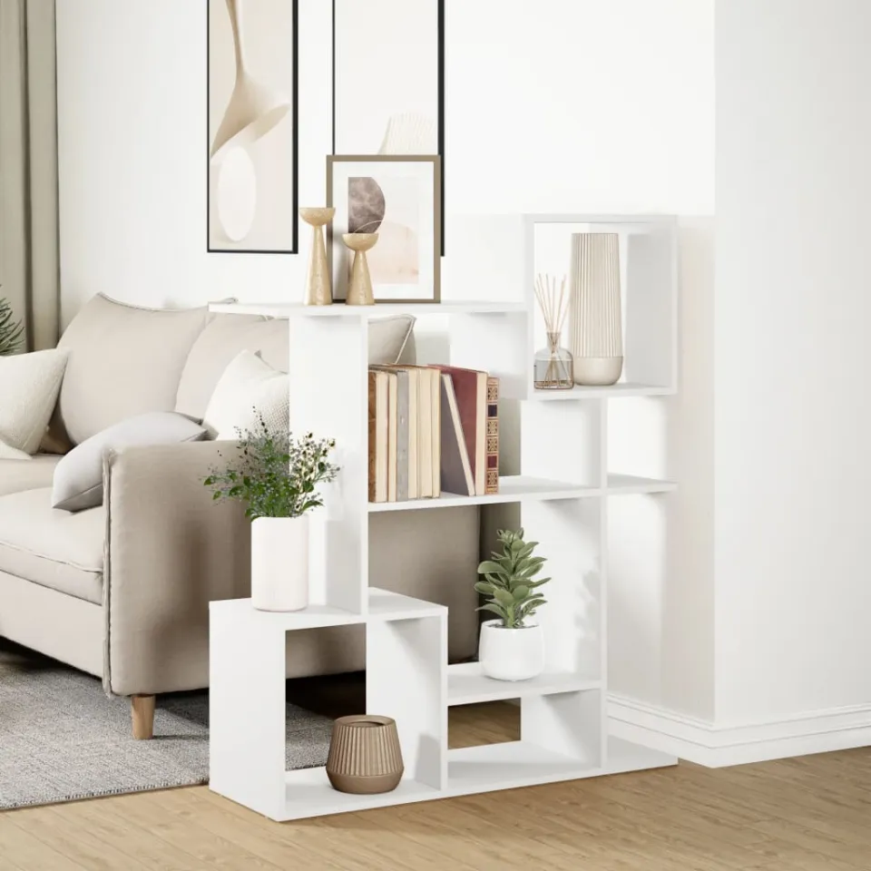 vidaXL Kamerscherm / boekenkast 92x29x112 cm bewerkt hout wit, foto 4