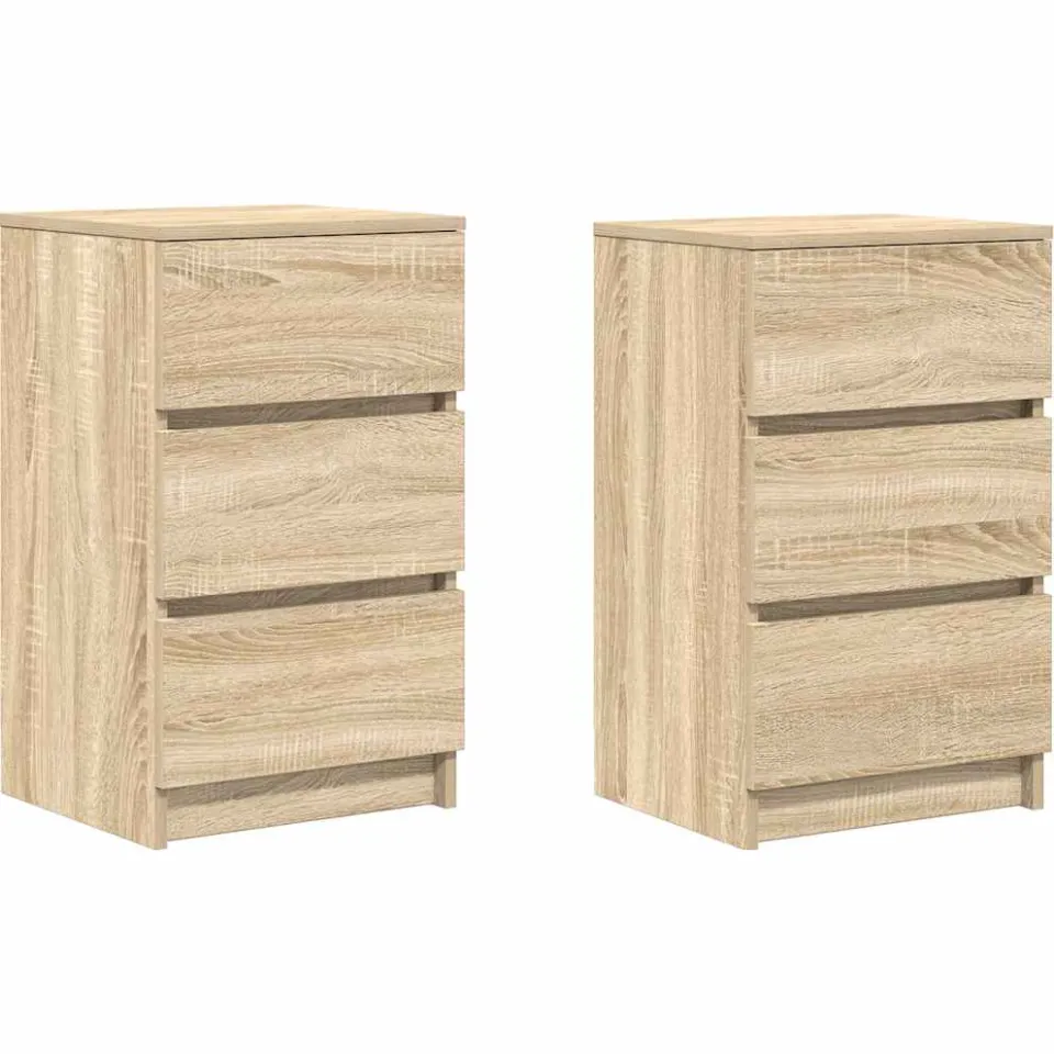 vidaXL Nachtkastjes met 3 lades 2 st 39x35x65 cm Sonoma eikenkleurig Bruin