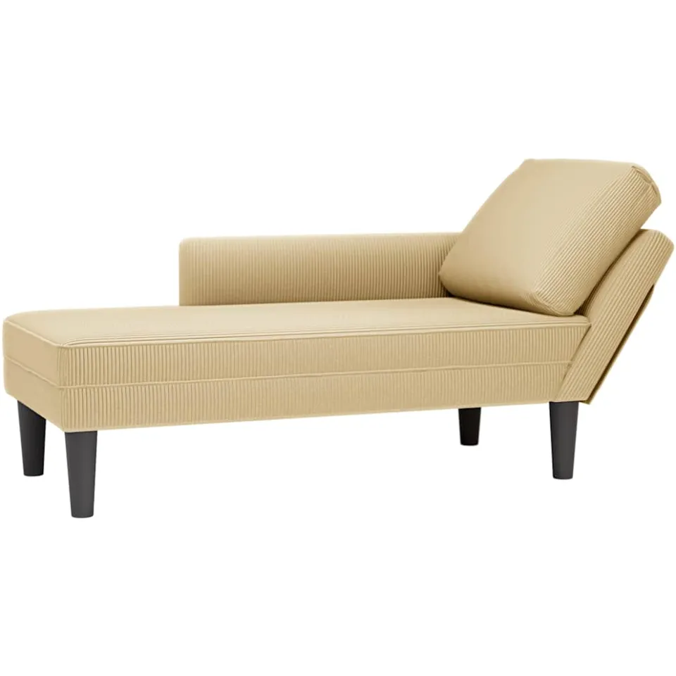 vidaXL Chaise longue met kussen corduroy stof grijsgroen