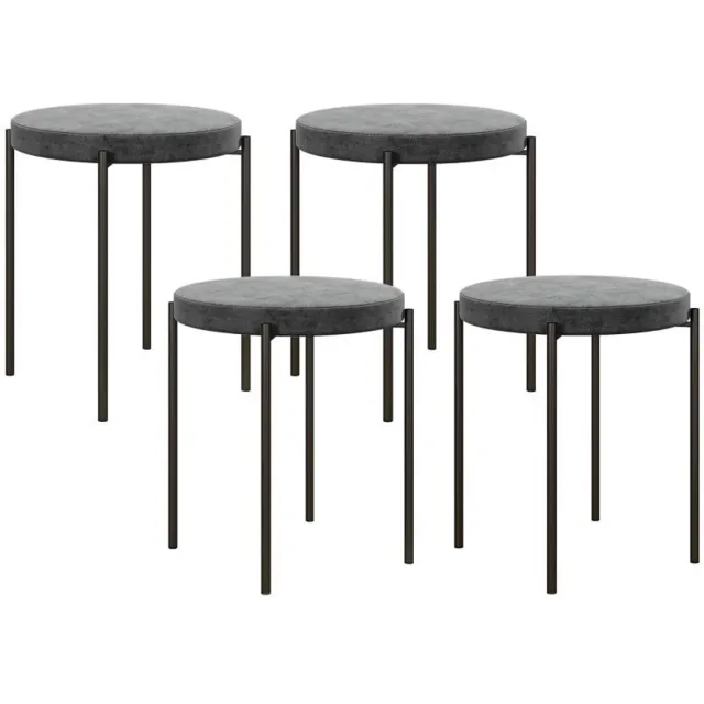 Corenia Eetkamerstoel – Stoel – Kuipstoel – Dinerstoel – Keukenstoel – Set Van 4 – Grijs Velours – Stapelbaar – Comfortabele Gevoerde Zitting – Donkerbruine Poten Hetzelfde als afbeelding