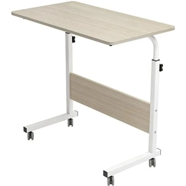 Borvat® Verstelbare Laptoptafel met Wielen - Bedtafeltje - Bijzettafel voor Bank of Slaapkamer Hout kleur