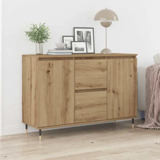 vidaXL Dressoir Artisan Eiken 101,5 x 35 x 70 cm Bewerkt hout Bruin