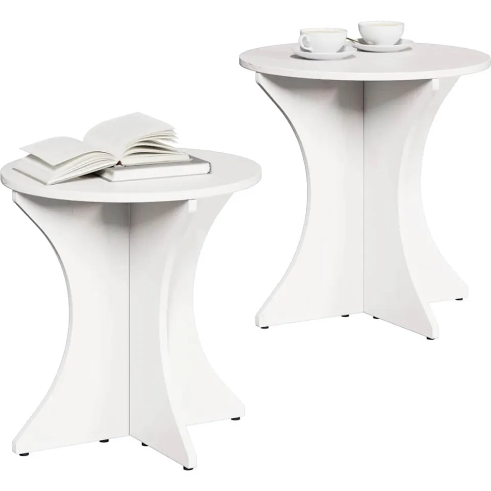 vidaXL Salontafel 2 st Wit 46 x 46 x 47 cm Massief grenenhout