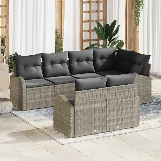 vidaXL Tuin Sofa Set Lichtgrijs poly rattan, foto 2