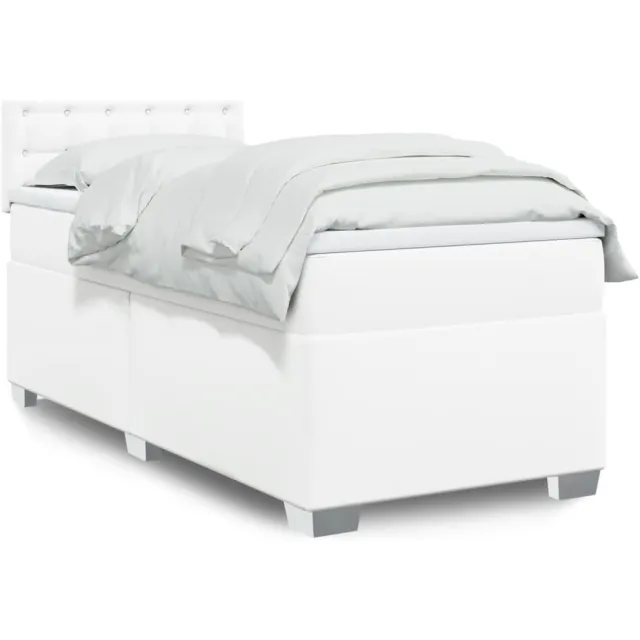 vidaXL Boxspring met matras kunstleer wit 90x190 cm
