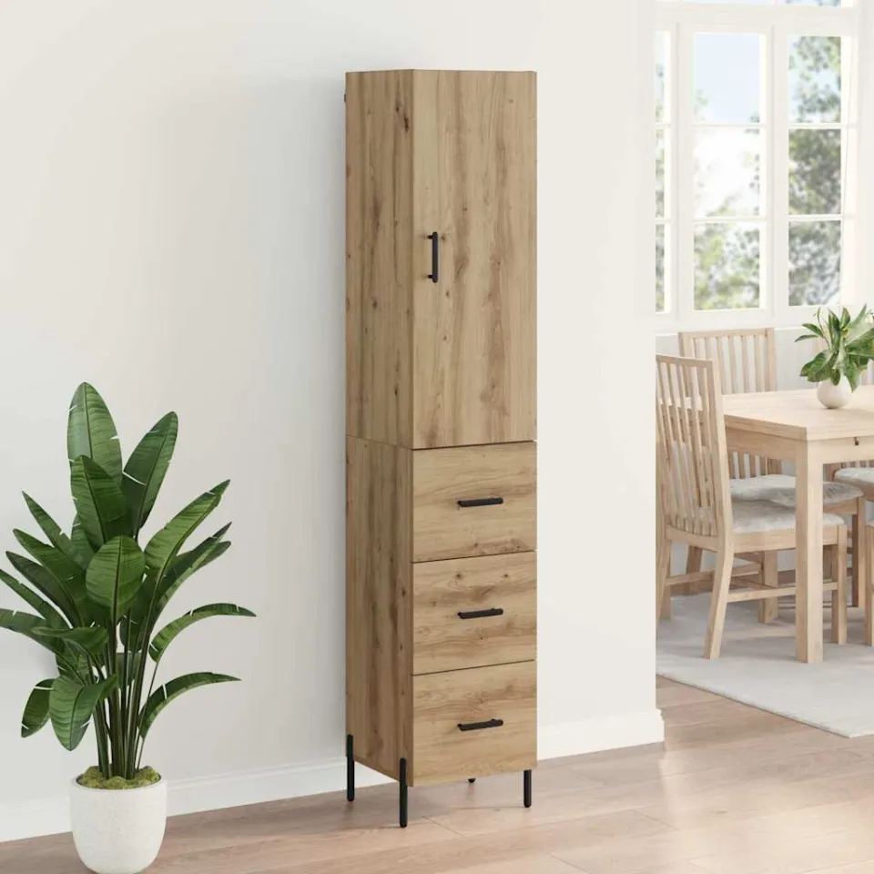 vidaXL Highboard Artisan Eiken 34,5 x 34 x 180 cm Bewerkt hout, foto 4