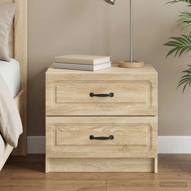 vidaXL Nachtkastje Sonoma Eiken 62 x 34,5 x 44,5 cm Bewerkt hout, foto 2