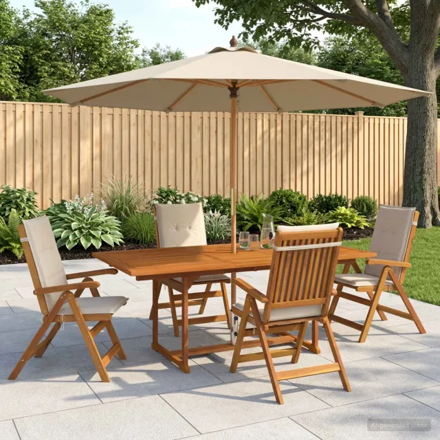 vidaXL 5-delige tuin eetset Naturel Massief Acaciahout Bruin