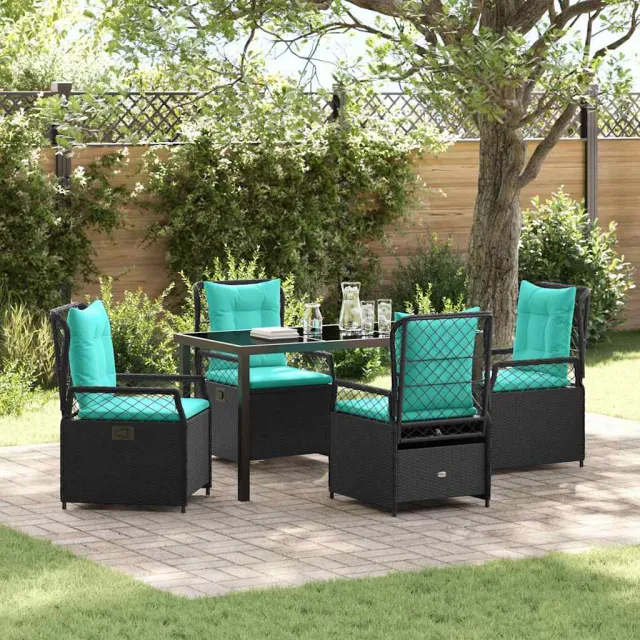vidaXL Tuin eettafelset 5 st Zwart poly rattan, foto 2