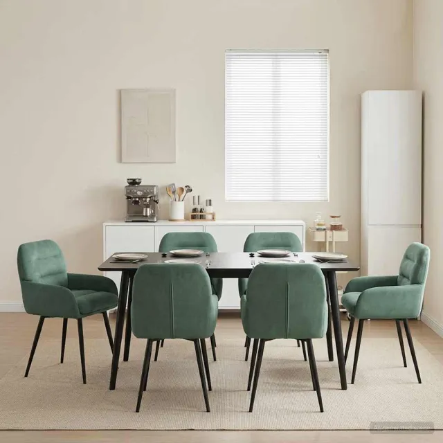 vidaXL Eettafelstoelen 6 st fluweel Zeegroen 59 x 59,5 x 90 cm