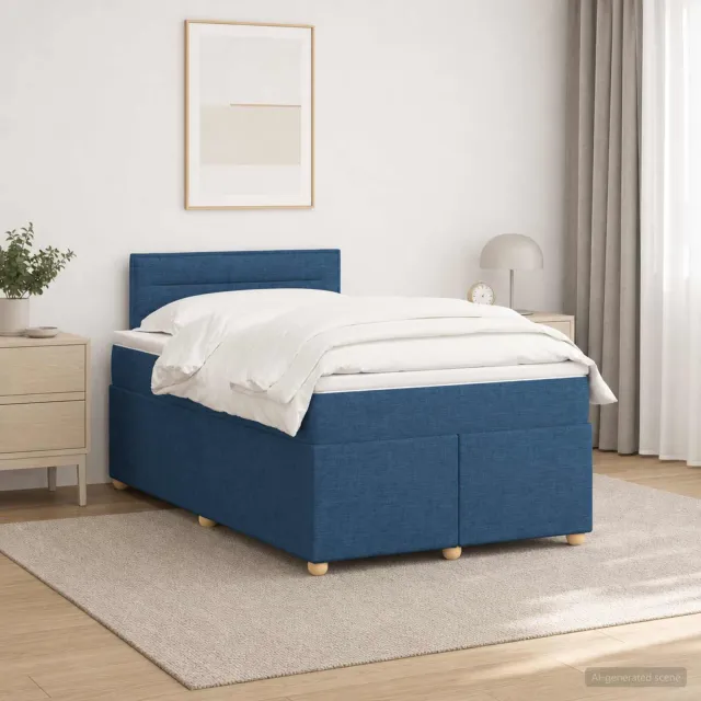 vidaXL Boxspringbed met matras met hoofdeinde Blauw 120 x 200 cm Stof