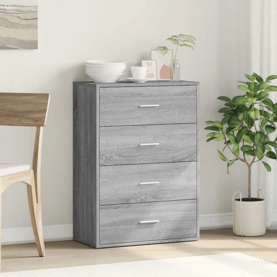 vidaXL Dressoir 60x31x84 cm bewerkt hout grijs sonoma eikenkleurig, foto 2