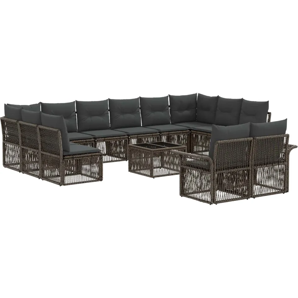 vidaXL Tuinbankenset 13 st Grijs poly rattan, foto 3