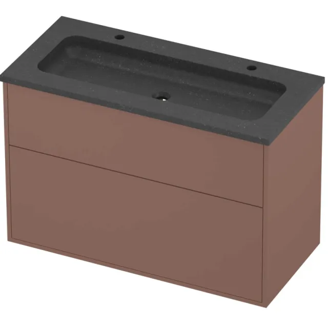 Proline Rollo Badmeubelset Hardsteen Elegant 2 Gaten 100x46x67 cm Blue Stone Beauty Blush Rosé Goud