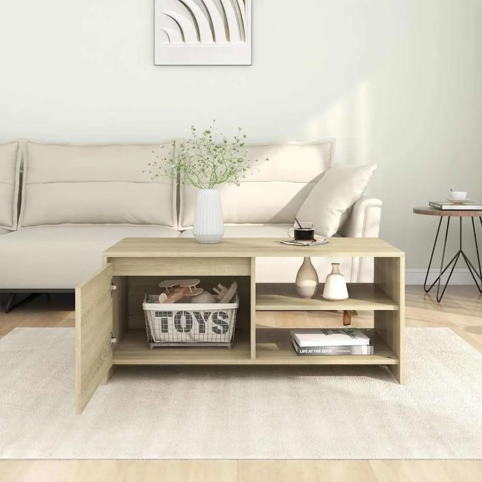 vidaXL Salontafel 102x50x45 cm bewerkt hout sonoma eikenkleurig, foto 3