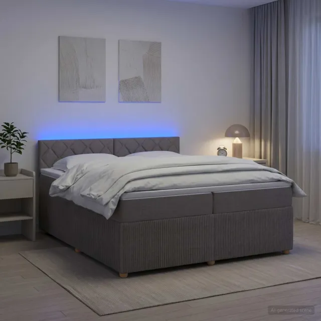 vidaXL Boxspringbed met matras met hoofdeinde Taupe 200 x 200 cm Stof