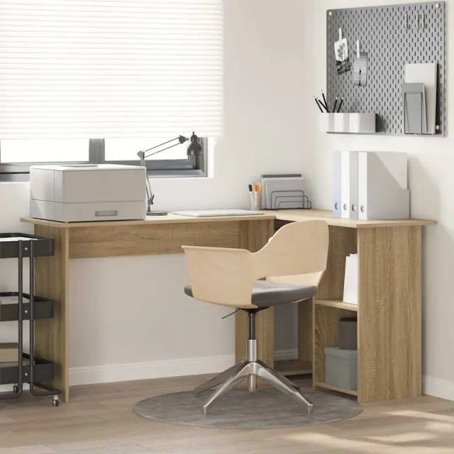 vidaXL Hoekbureau Sonoma Eiken 142 x 102 x 73 cm Bewerkt hout Bruin