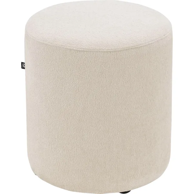 Goossens Poef Arendal - wit - stof - 40 x 49 x 40 stof fijn geweven pearl