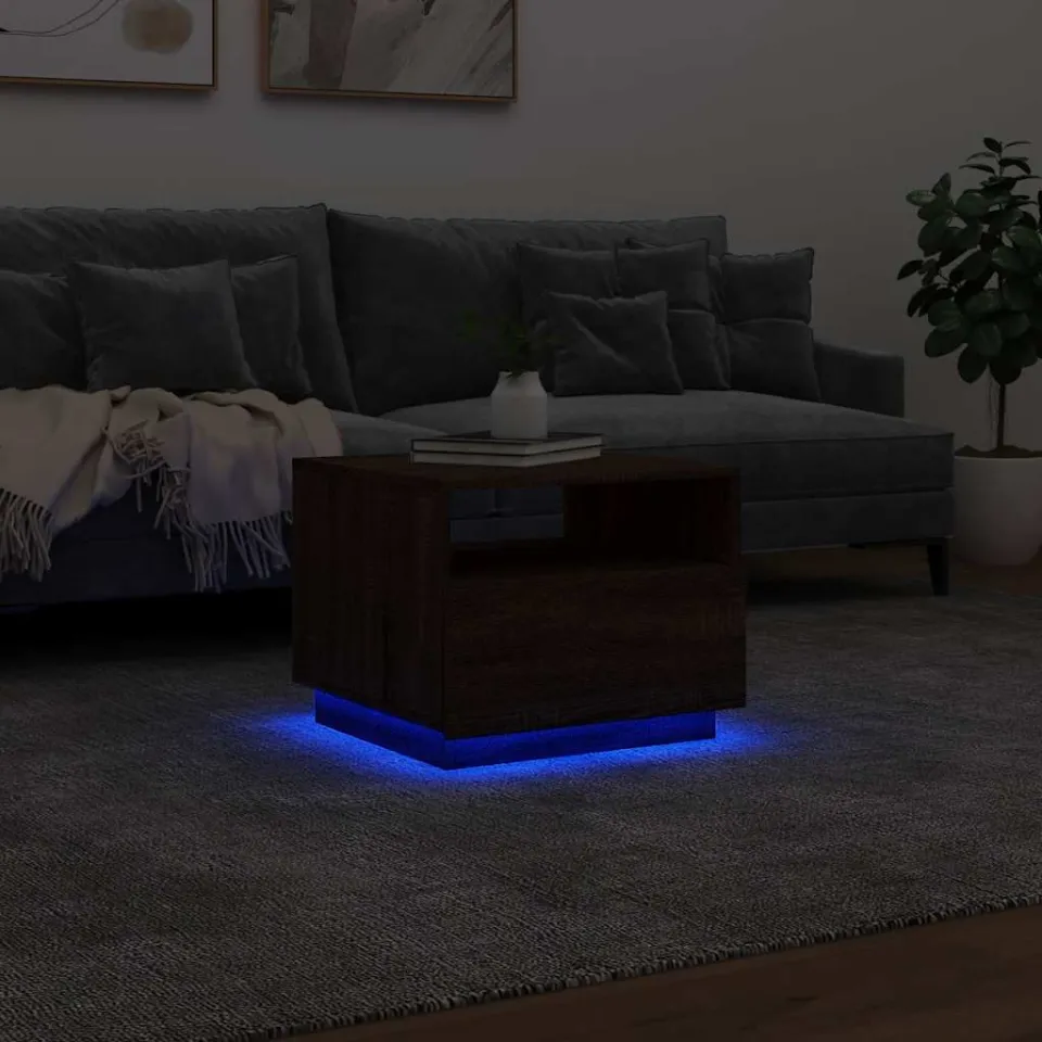 vidaXL Salontafel met LED-verlichting 50x49x40 cm bruin eikenkleur, foto 4