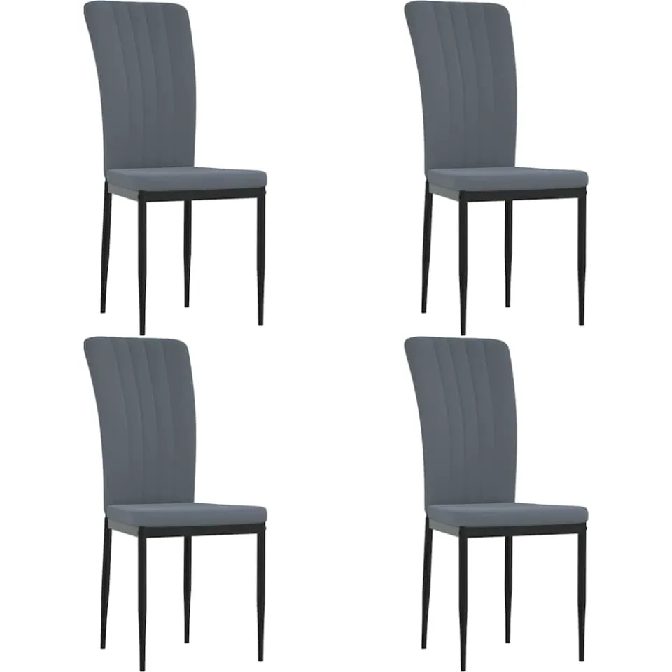 vidaXL Eetkamerstoelen 4 st fluweel donkergrijs grijs, foto 3
