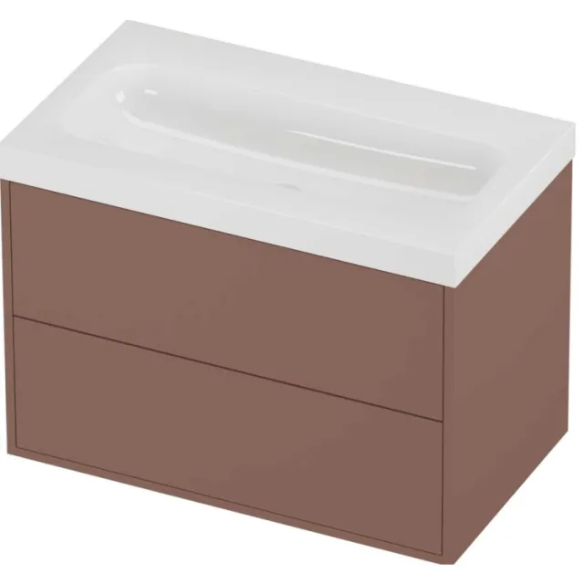 Proline Haga Badmeubelset Polystone Mezza 2 Laden 80x46x58 cm Glans Wit Beauty Blush Rosé Goud