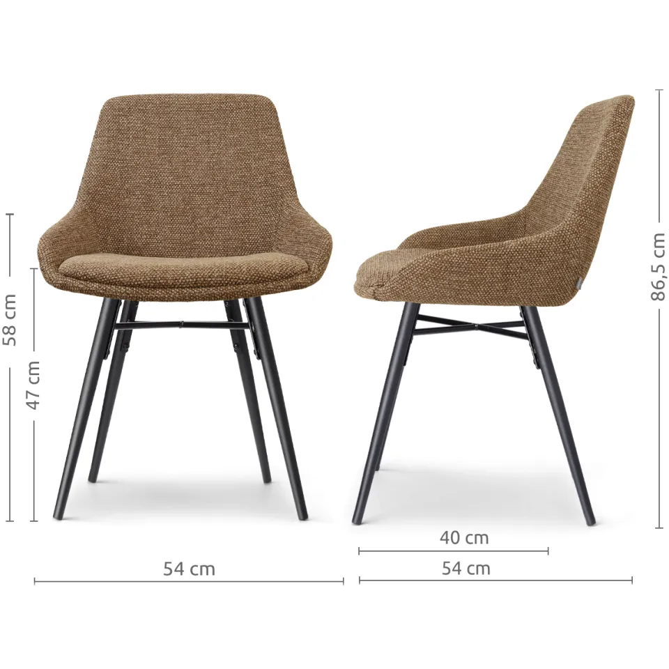 Nolon Nena-Isa eetkamerstoel bruin blend - zwart houten onderstel, foto 3