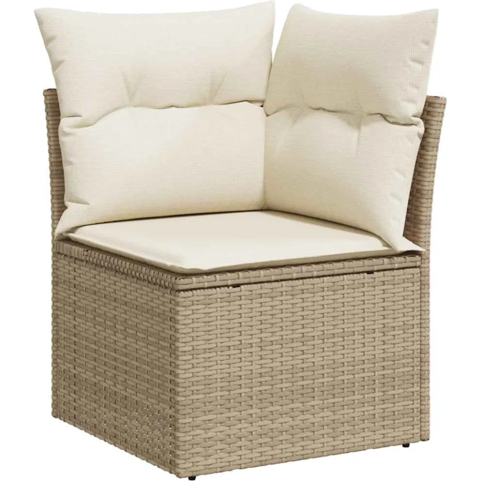 vidaXL 10-delige Loungeset met kussens poly rattan acacia beige, foto 4