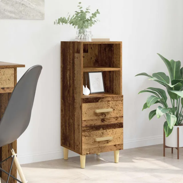 vidaXL Dressoir Oud hout 34 x 34.5 x 90 cm Bewerkt hout bruin, foto 2