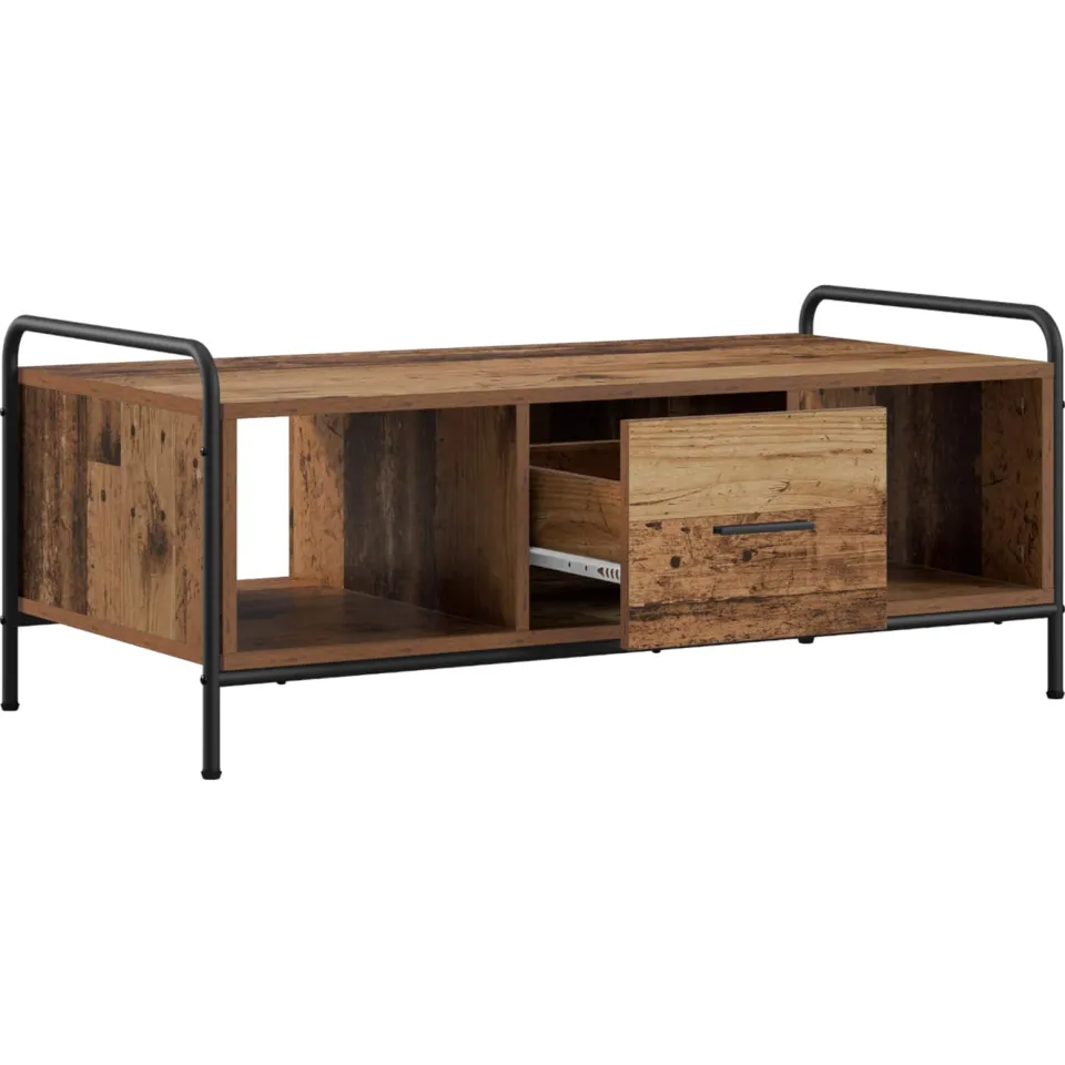 vidaXL Salontafel Oud hout 99,5 x 49 x 41 cm Bewerkt hout Bruin