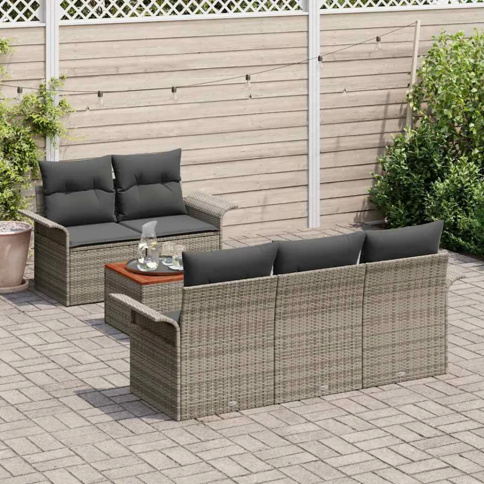 vidaXL Tuinbankenset 6 st Grijs poly rattan, foto 3