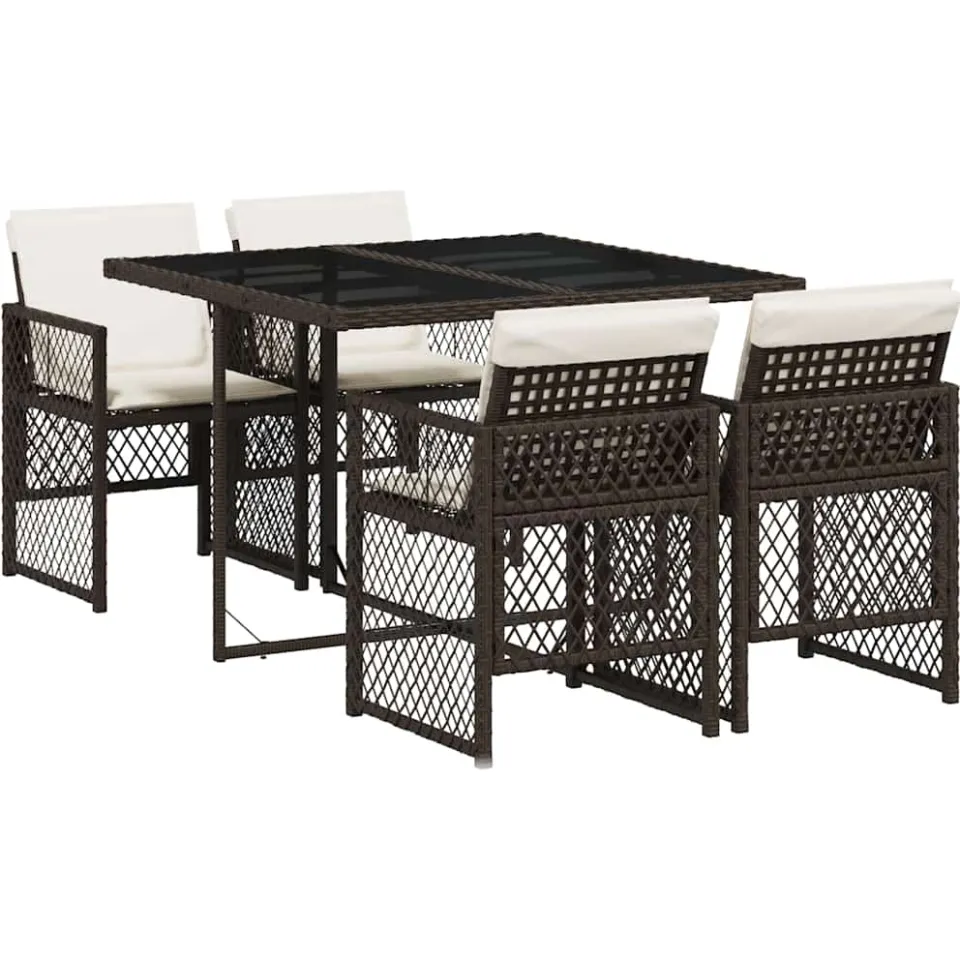 vidaXL 5-delige Tuinset met kussens poly rattan bruin, foto 3