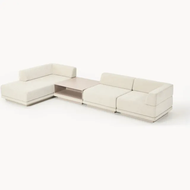 Westwing Collection Modulaire hoekbank Colin (4-zits) met salontafel beige