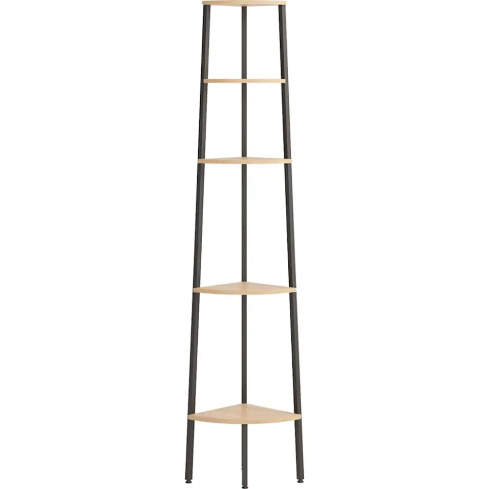 vidaXL Hoekkastje met 5 schappen 45,5x31,5x180 cm lichtbruin en zwart