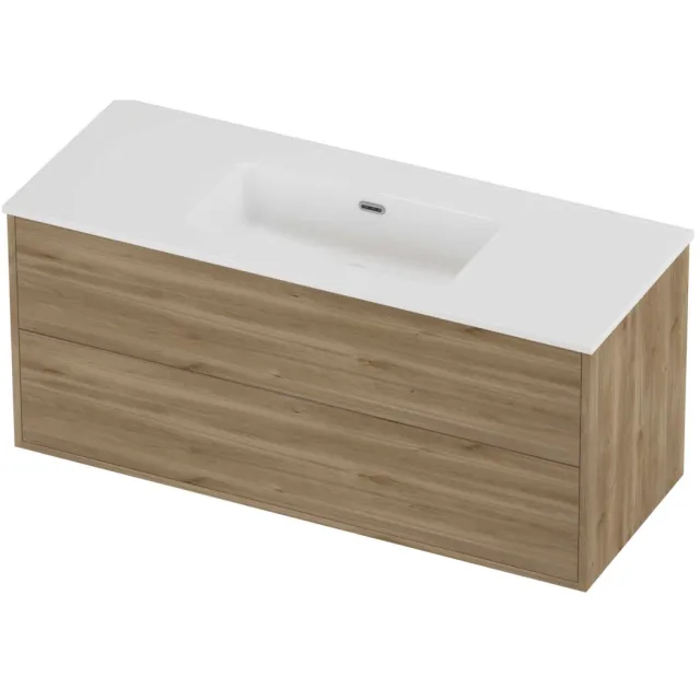 Proline Tribute Badmeubelset Porselein Elegant 2 Laden 120x46x54 cm Glans Wit Cider Oak Eiken