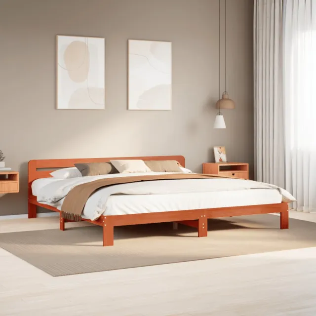 vidaXL Bedframe zonder matras massief grenenhout wasbruin 200x200 cm bruin
